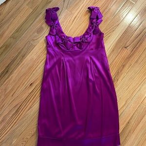 Gorgeous Purple Silk Sleeveless Short Dress with Flower/Bow detail